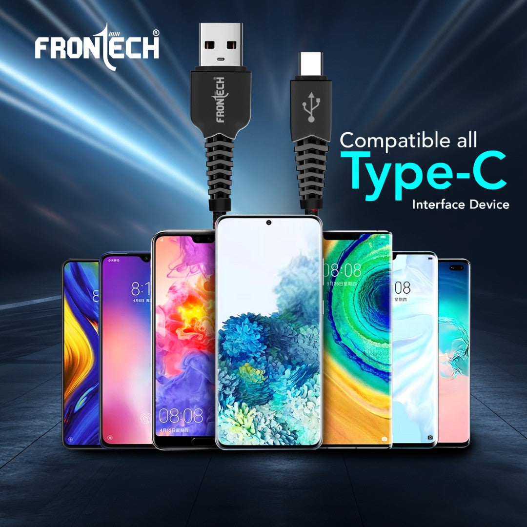 Frontech 17W Super Fast Charging Braided USB to Type-C Cable | 1M, 3.4A (1035) Frontech 17W Super Fast Charging Braided USB to Type-C Cable | 1M, 3.4A (1035)